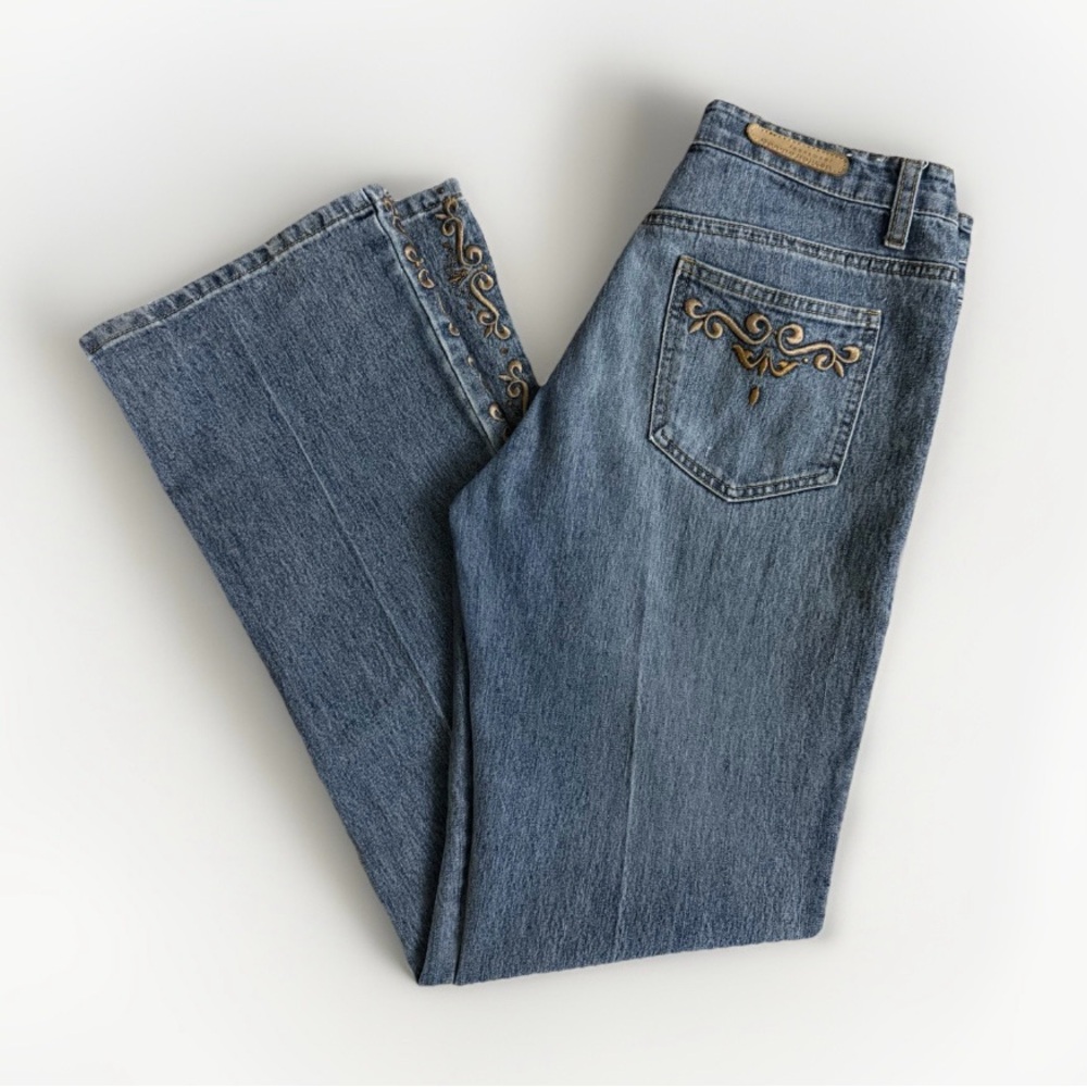 Cosmopolitan Jeans Women Size 6 Bootcut Embroidered Sequin Medium Blue Wash Y2K
